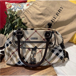 BURBERRY | Beige & Brown Plaid Satchel One Size